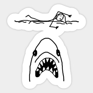 Stick Fig Shark Attack Sticker